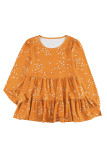 Floral Print Ruffle Long Sleeve Tunic Top