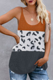 Orange Colorblock Spotted Splicing Knit Tank