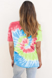 Red Tie Dye Cotton Blend Tee