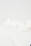 White Asymmetric Cold Shoulder Mock Neck Leopard Colorblock Top