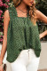 Green Floral Ruffled Straps Flowy Tank Top