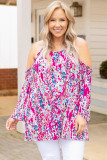 Floral Print Cold Shoulder Plus Size Top