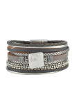 Chains and Beads Leather Bracelet MOQ 5pcs