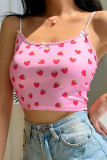 Strawberry Print Crop Spaghetti Straps Camisole