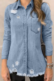 Fade Blue Ripped Denim Jacket