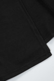 Black Long Sleeve V Neck Twist Front Slit Long Dress