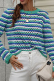 Spot Hollow Out Striped Pullover Sweaters