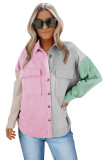 Gray Color Block Button Shirt with Pocket