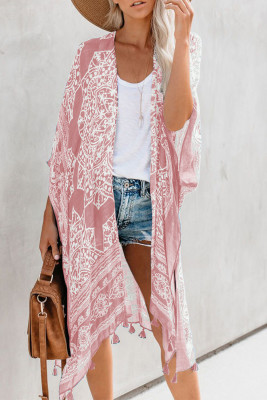 Pink Anja Tassel Kimono Beach Cover-up