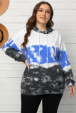 Blue Gradient Colorblock Pullover Plus Size Hoodie