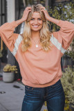 Leopard Detail Waffle Knit Top
