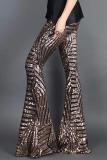 Brown Sequin Wide Leg Pants