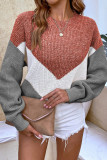 Chervon Color Block Pullover Knit Sweaters