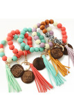 Mama Wooden Beads Tassel Key Ring MOQ 3pcs