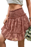 Pink Applique Smocked Frill Trim Mini Skirt