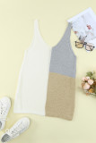 White Color Block Knitted Tank Top