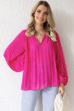 Rose Pleated Bead String Tie V Neck Blouse