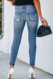 Dark Blue High Waist Distressed Skinny Jeans