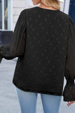 V Neck Lace Sheer Flare Sleeves Blouse