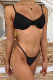 Black Solid Color Mesh Spaghetti Straps Bralette Set