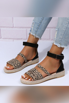 Leopard Print Strappy Flat Sandals Unishe Wholesale