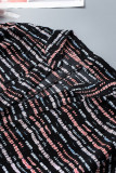 Black Pattern Print Button Down Shirt