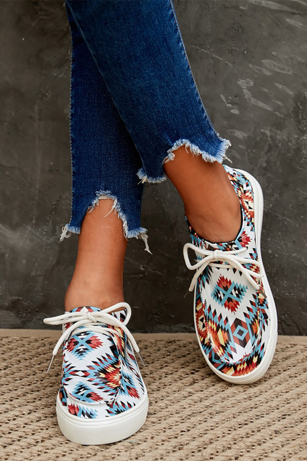Ethnic Aztec Lace Up Platform Shoes