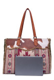 Aztec Cow Print Patchwork Tote Handbag MOQ 3PCS