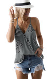 Gray Tropical Plant Print Tank Top