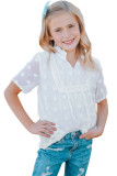 White Little Girl Swiss Dot Short Sleeve Flowy Top