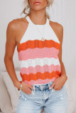 Orange Knit Colorblock Tank Top