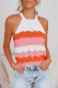 Orange Knit Colorblock Tank Top