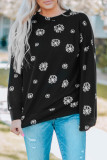 Black Dandelion Print Round Neck Sweatshirt