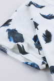 White Feather Print Short Sleeve Tee