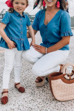 Girls'Short Sleeves Denim Peplum Top