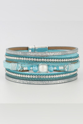 Vintage Crystal And Stones Leather Bracelets MOQ 5PCS