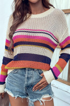 Coorful Stripes Hollow Out Sweater Unishe Wholesale