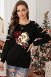 Christmas Graphic Leopard Print Cut-out Pullover Sweatshirt