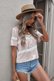 Apricot Buttoned Tie-dye Short Sleeve Top
