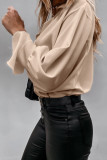 Apricot V Neck Long Puff Sleeve Shirt