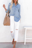 Blue Washed Open Button Denim Shirts