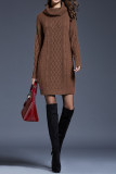 Turtleneck Cable Knitting Sweater Dress
