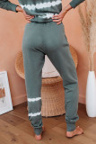 Army Green Tie-dye Stripes Pullover Top and Pants Lounge Set