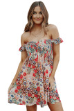 Red Off The Shoulder Floral Dress