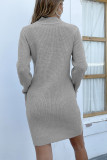 Hollow Out Beads V Neck Sweater Dress