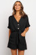 Black V Neck Tunic Romper with Pockets