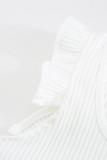 White Ruffle Strap Ribbed Sleeveless Crop Top