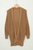 Drop Sleeve Cable Knit Cardigan with Slits