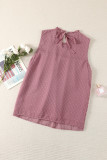 Swiss Dot Smocked Crew Neck Tank