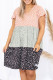 Floral Print Color Block V Neck Plus Size Shift Dress
